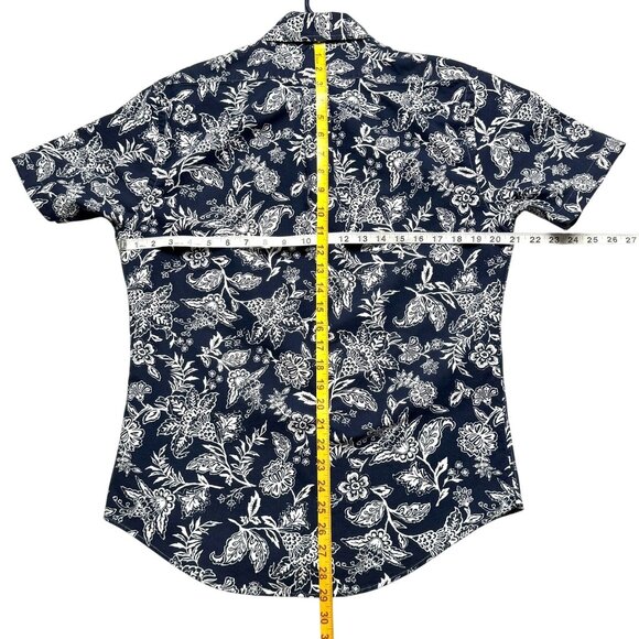 NEW Ralph Lauren Slim Fit M Navy & White Floral Short Sleeve Button-Up Shirt - Picture 4 of 6